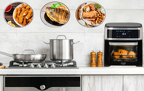 Cuptor fara ulei 8 in 1, 2500 W, capacitate 13 l, Adler AD6309