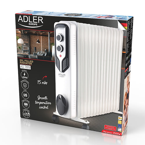 Radiator electric, 2500 W, alb, Adler AD7819