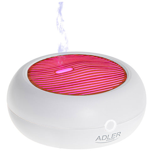 Difuzor aromaterapie cu ultrasunete, lumina LED, USB, rezervor 70 ml, 3 moduri de functionare, alb, Adler AD7969