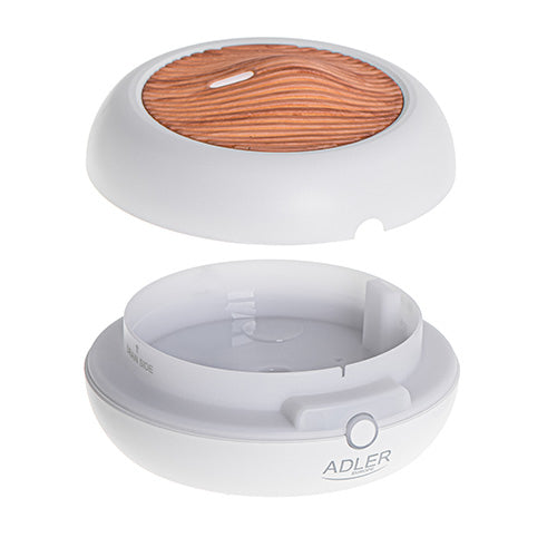 Difuzor aromaterapie cu ultrasunete, lumina LED, USB, rezervor 70 ml, 3 moduri de functionare, alb, Adler AD7969