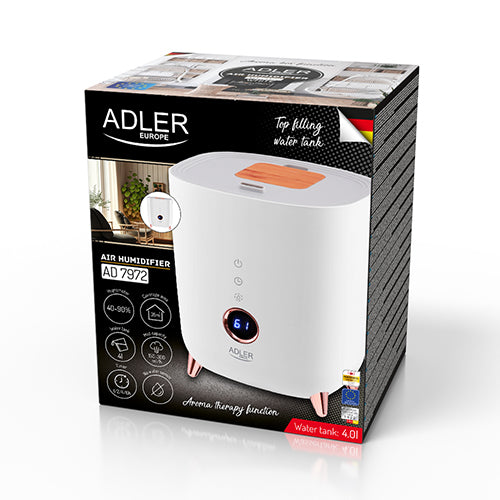Umidificator de aer ultrasonic, afisaj LED, 23 W, alb, Adler AD7972W