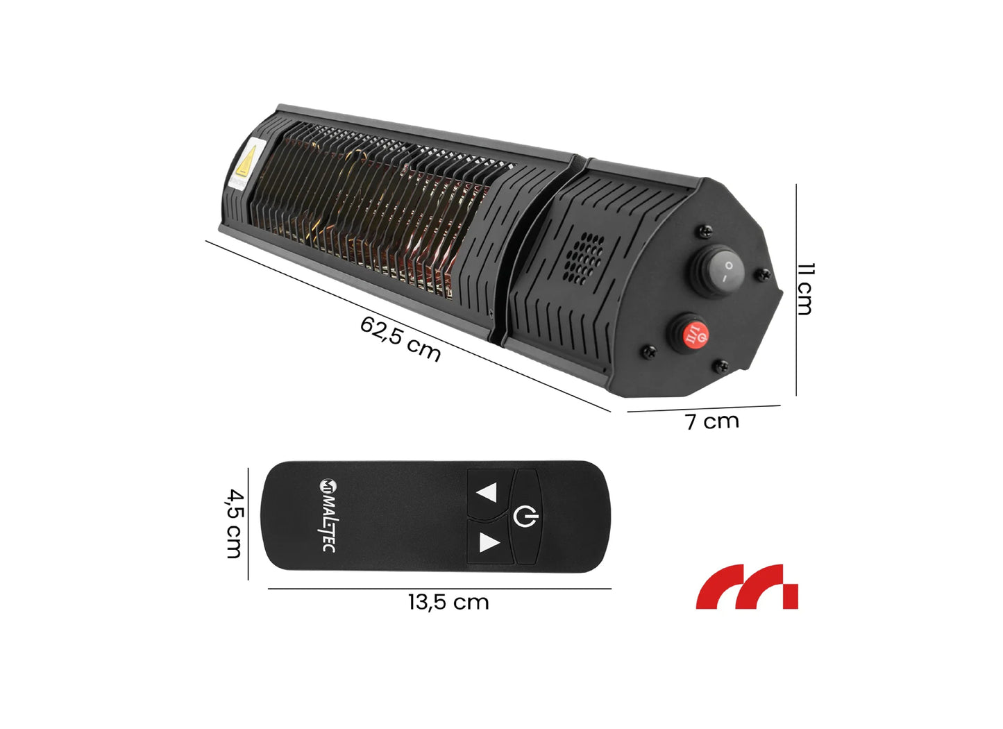 Incalzitor cu infrarosu si telecomanda INFRA2000W, 2000 W, MalTec 111940