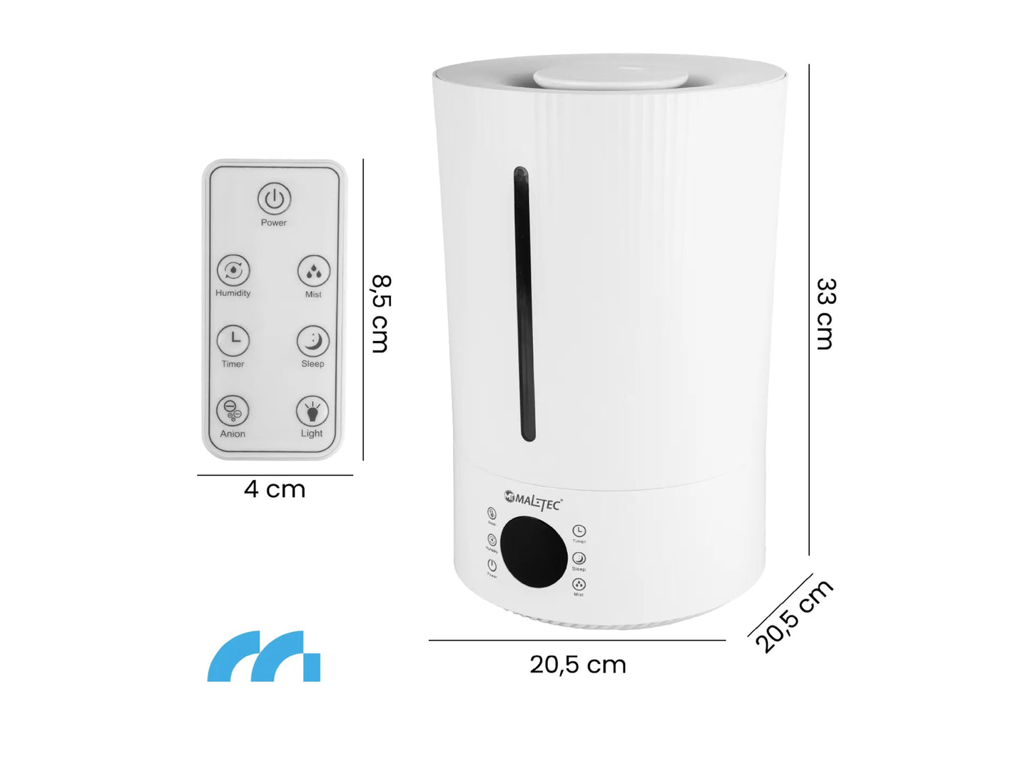 Umidificator de aer ionizator cu difuzor de aromateraie WT-5000-ION, 3 uleiuri esentiale inclse, MalTec 111990