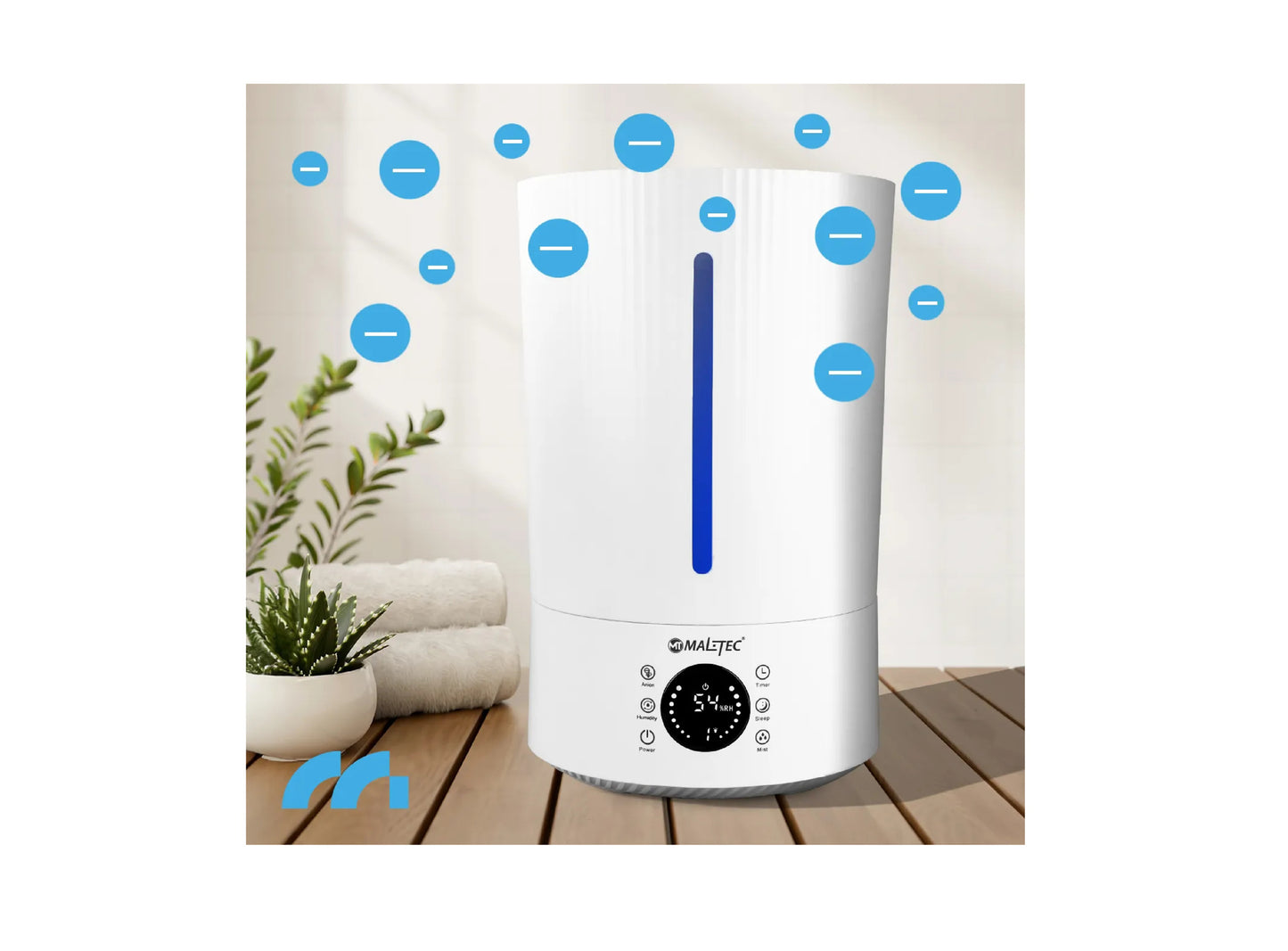 Umidificator de aer ionizator cu difuzor de aromateraie WT-5000-ION, 3 uleiuri esentiale inclse, MalTec 111990