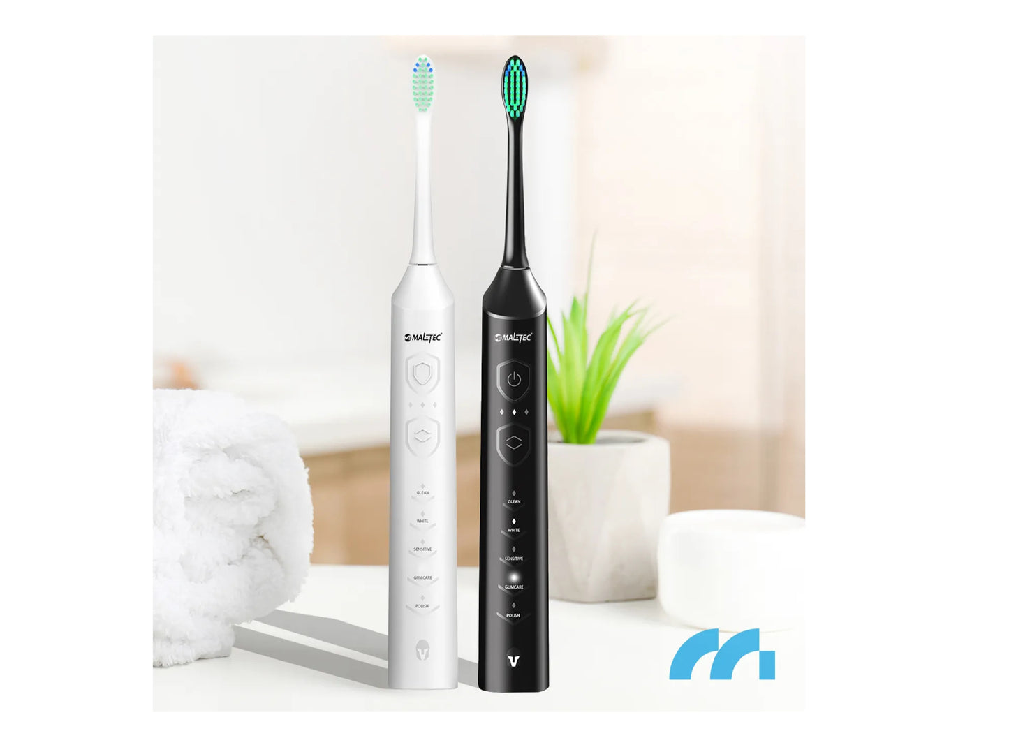 Set 2 periute electrice Sonic cu 6 capete si incarcator, MalTec 111925