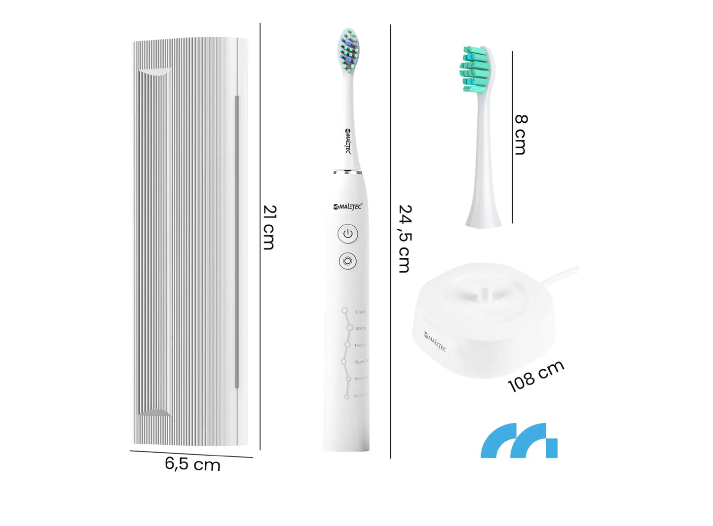 Set periuta electrica de dinti sonica cu 6 capete incluse si suport pentru depozitare, MalTec 111926