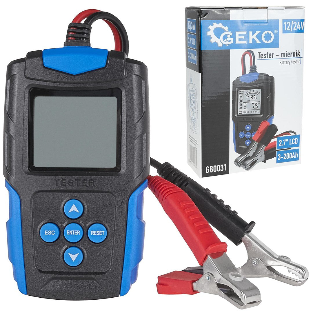 Tester LCD pentru verificarea bateriei, 12 / 24 V, 3 Ah-200 Ah, Geko G80031