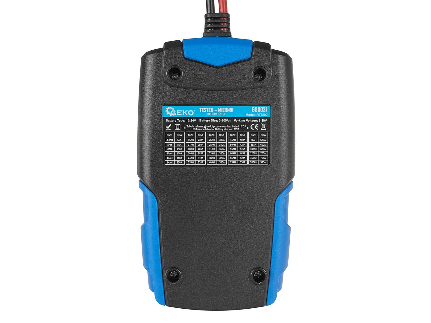 Tester LCD pentru verificarea bateriei, 12 / 24 V, 3 Ah-200 Ah, Geko G80031