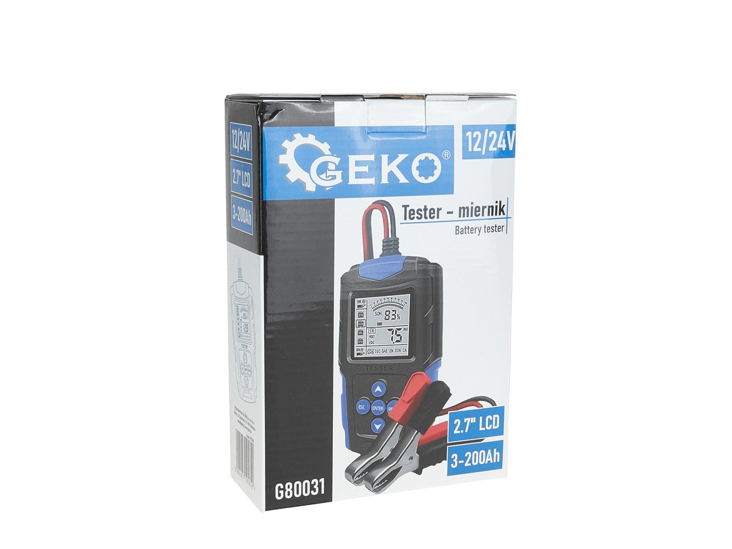 Tester LCD pentru verificarea bateriei, 12 / 24 V, 3 Ah-200 Ah, Geko G80031