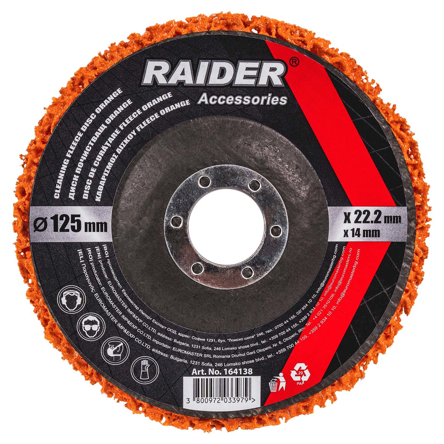 Disc pentru curatare vopsea Orange, 125 x 22.2 x 14 mm, Raider 164138