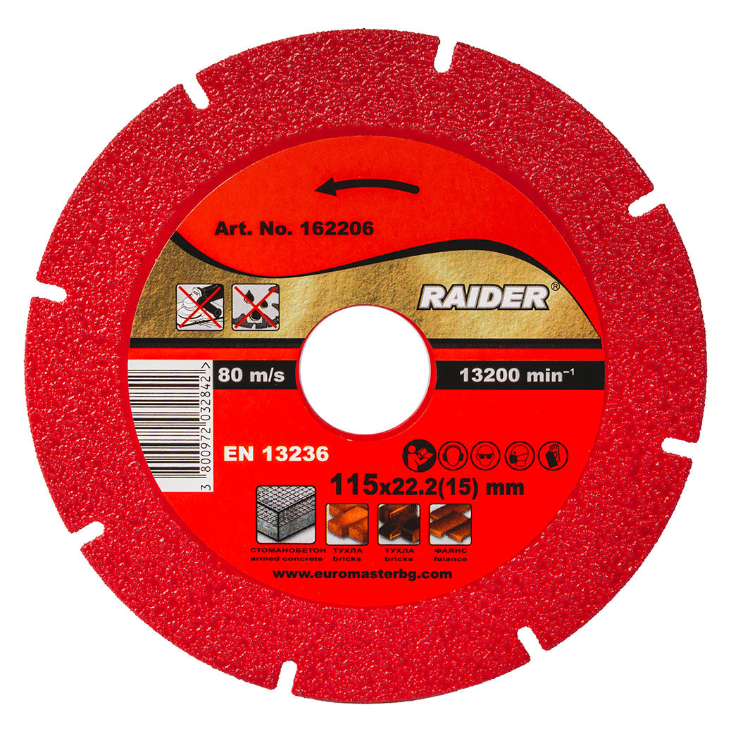 Disc diamantat ultra-subtire RDP-DD27, 115 x 22.2 mm, 15 mm, Raider 162206