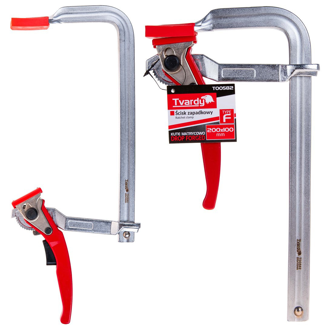 Clema de tamplarie tip F cu clichet, 200 x 100 mm, Tvardy T00582