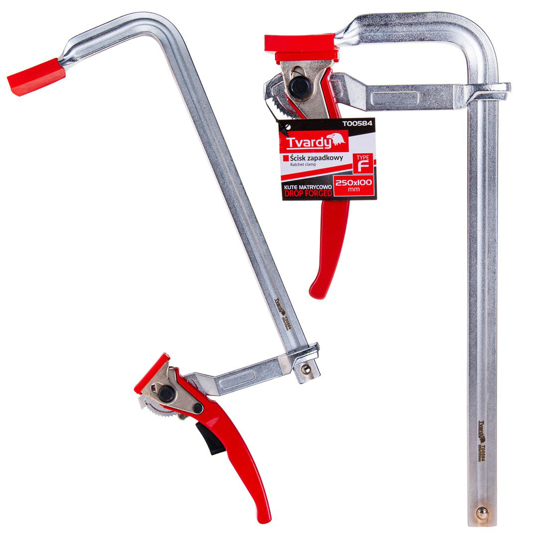 Clema de tamplarie tip F cu clichet, 250 x 100 mm, Tvardy T00584