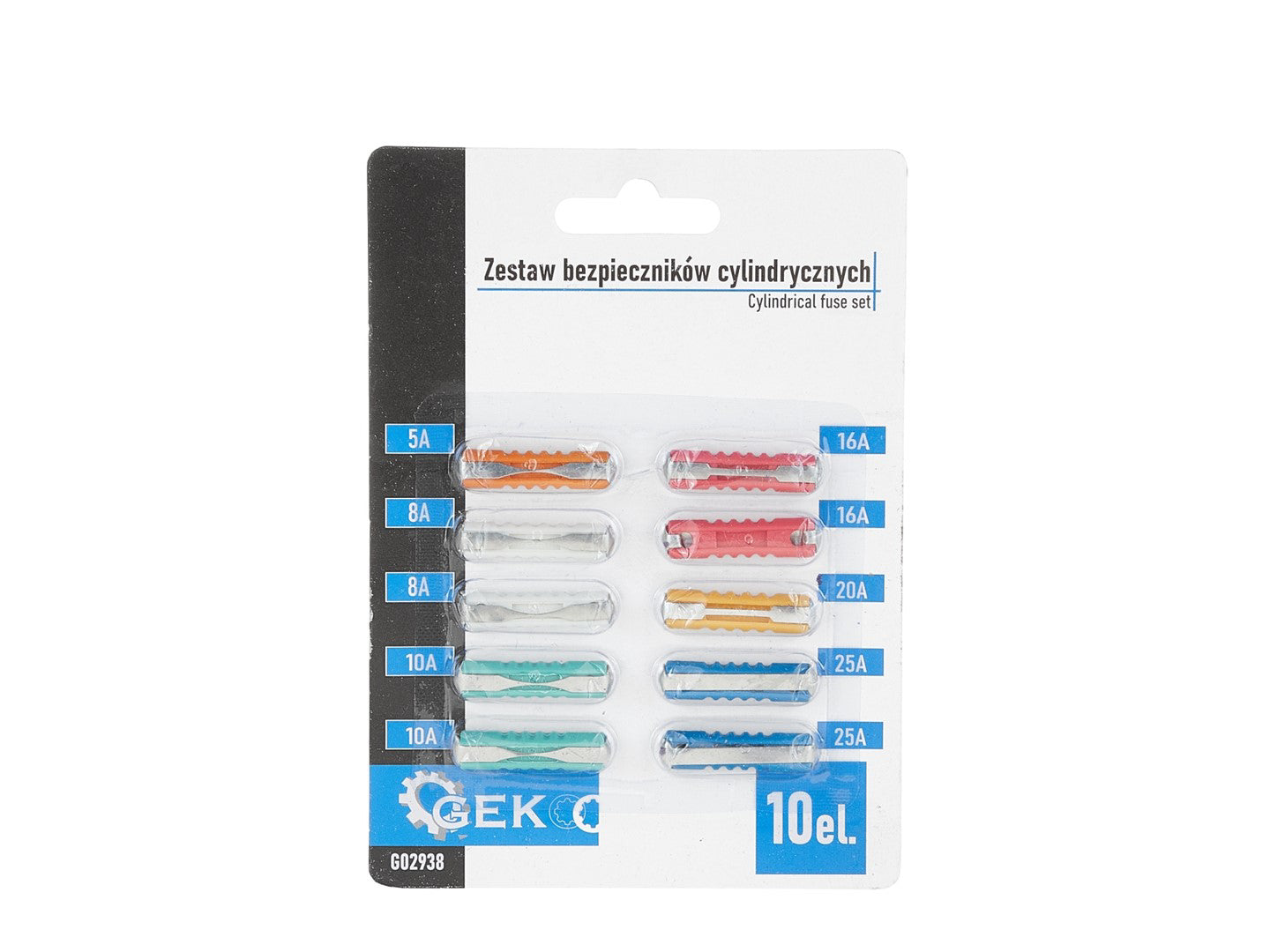 Set sigurante cilindrice, 10 elemente, Geko G02938