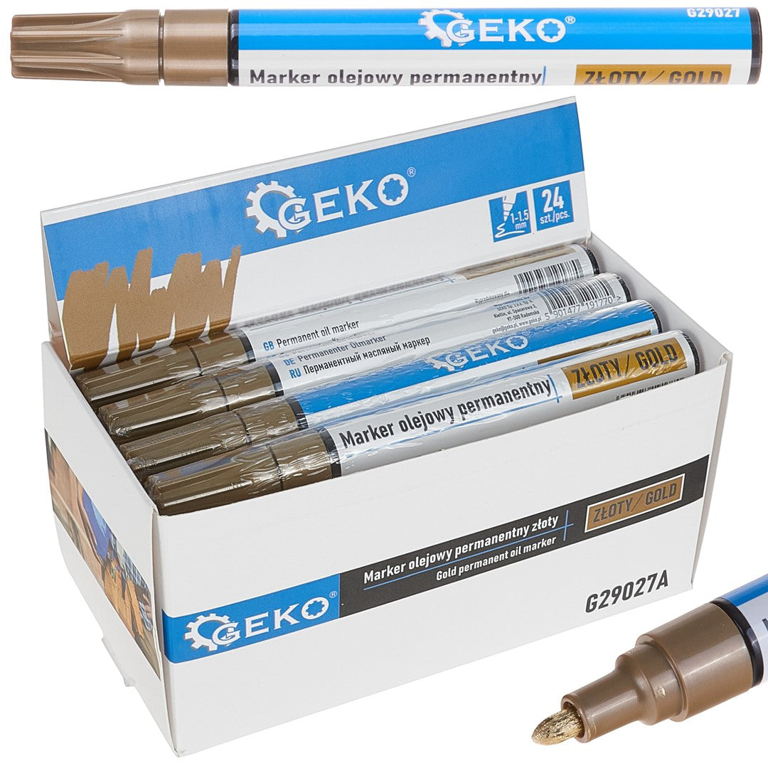 Set markere permanente cu ulei, auriu, 24 elemente, Geko G29027A
