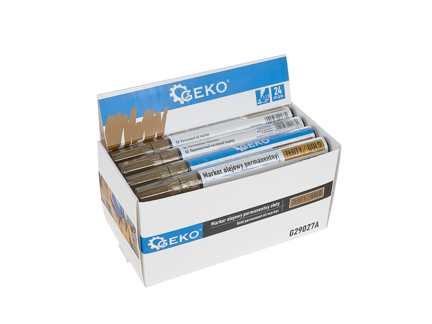 Set markere permanente cu ulei, auriu, 24 elemente, Geko G29027A