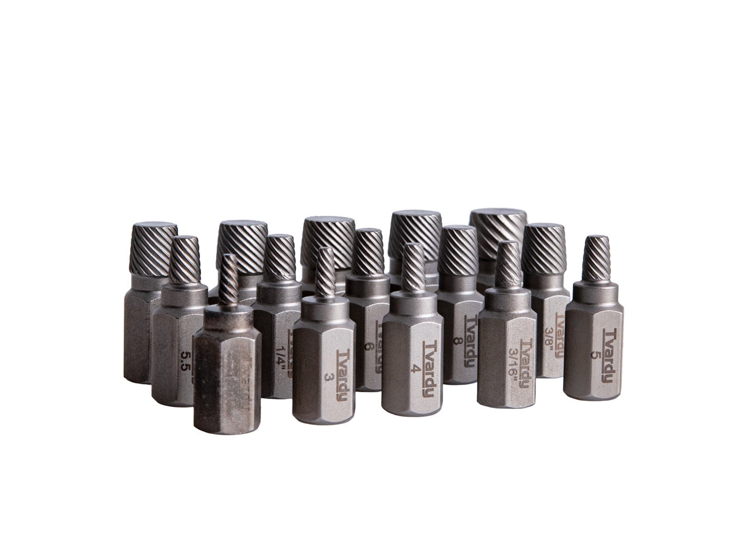 Set extractoare suruburi rupte, Cr-Mo-15 elemente, Tvardy T00065