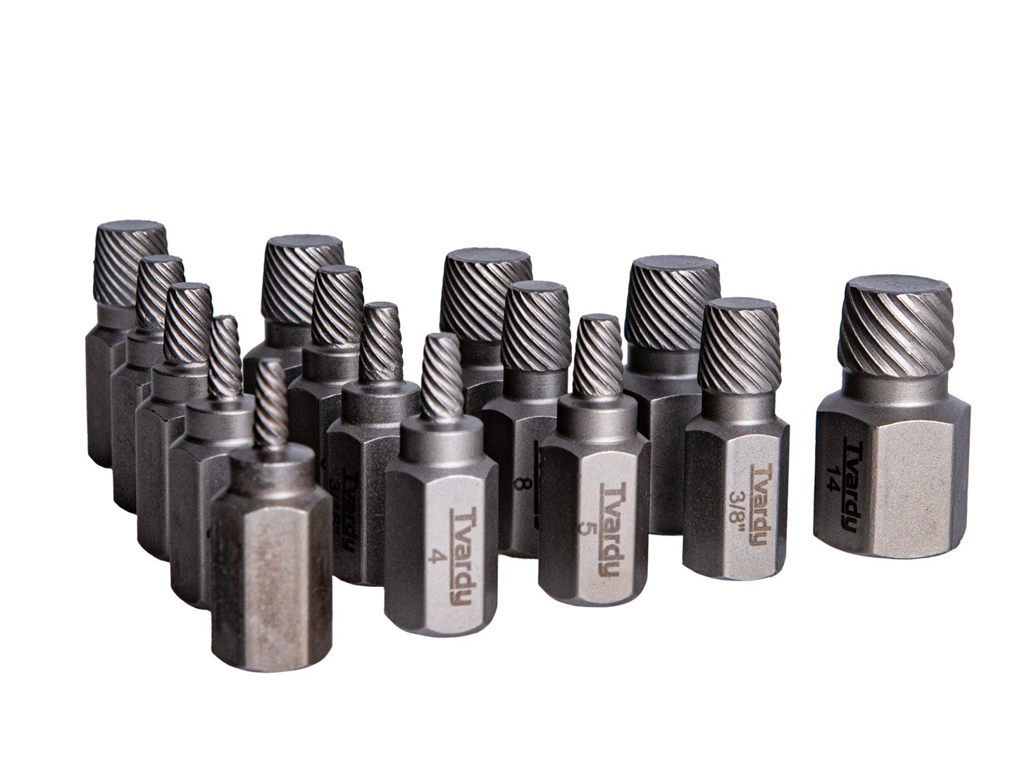 Set extractoare suruburi rupte, Cr-Mo-15 elemente, Tvardy T00065