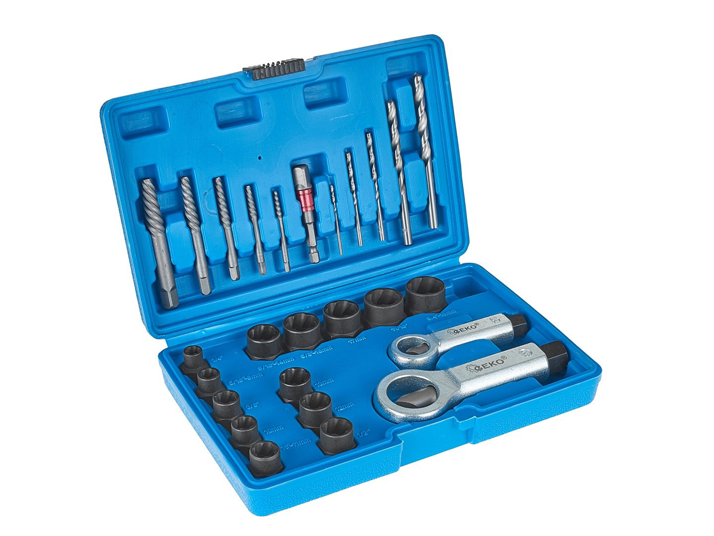 Set extractoare suruburi piulite si stifturi rupte, 26 elemente, Geko G30036
