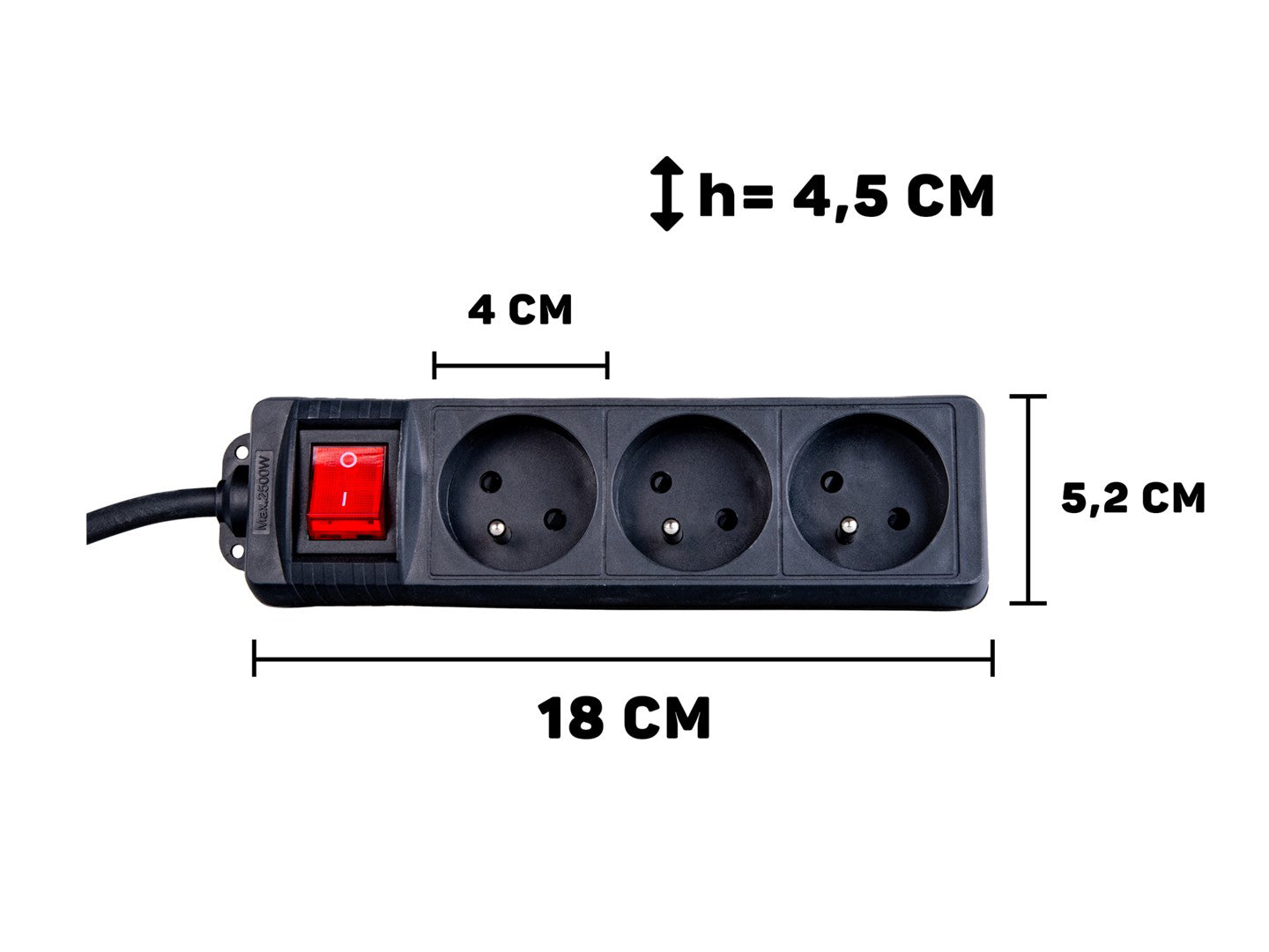 Prelungitor electric cu 3 prize, 5 m, negru, Keltin K00245C-C