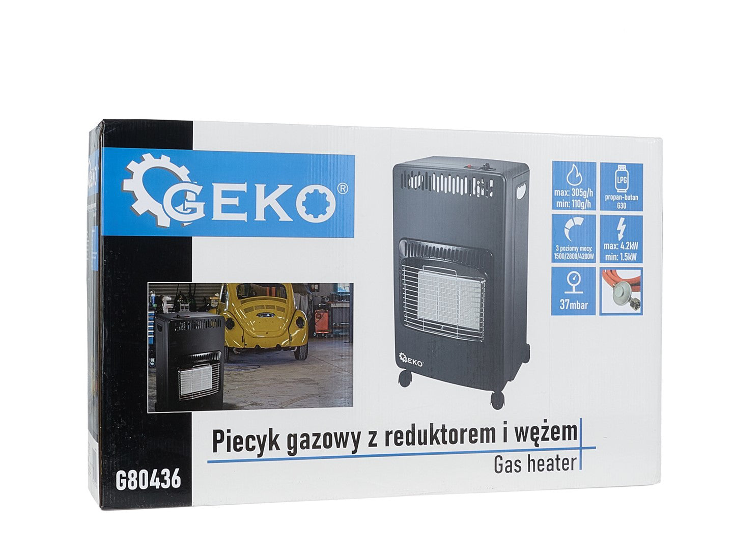 Incalzitor pe gaz cu reductor si furtun, 4.2 kW, Geko G80436