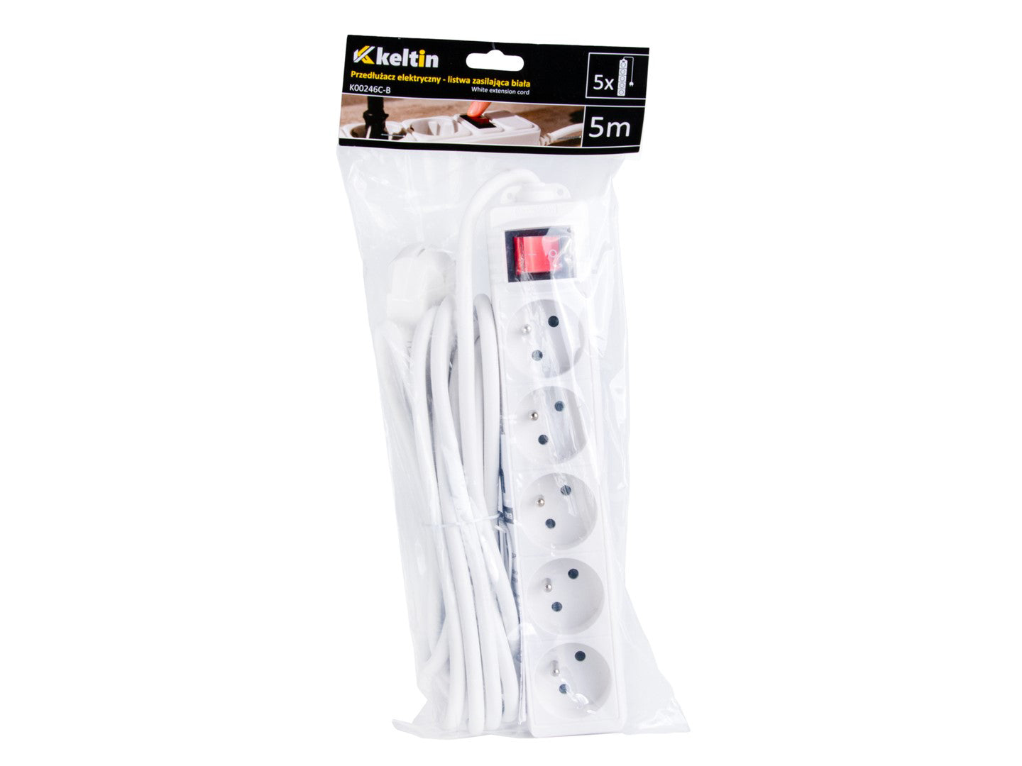 Prelungitor electric cu 5 prize, 5 m, Keltin K00246C-B
