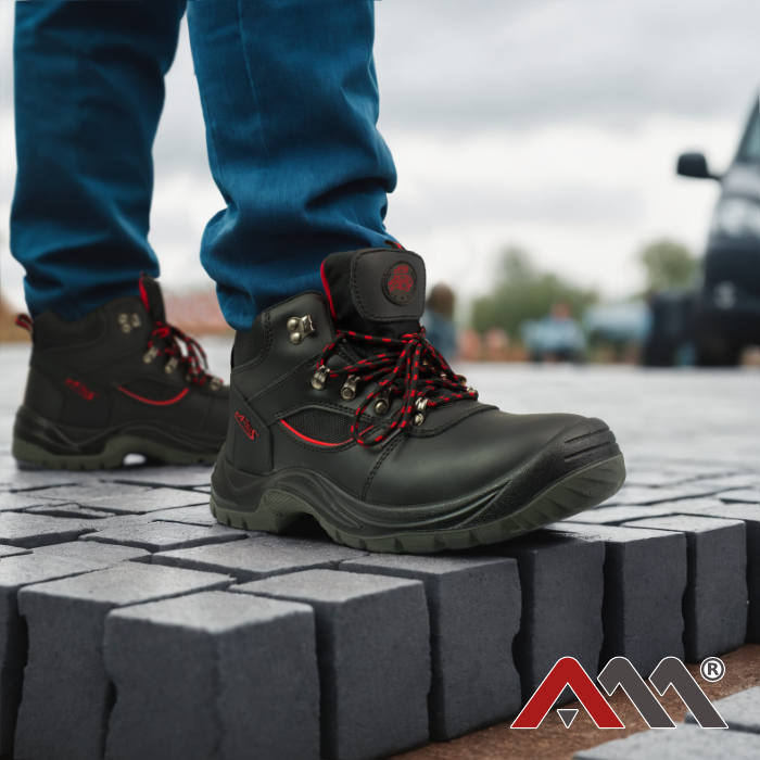 Bocanci de lucru BTCRH Black cu bombeu metalic, piele granulata Crazy Horse, marimea 42, Artmas ART603013