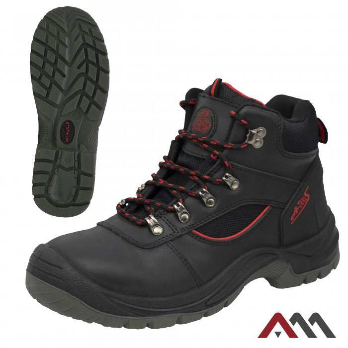 Bocanci de lucru BTCRH Black cu bombeu metalic, piele granulata Crazy Horse, marimea 43, Artmas ART603014