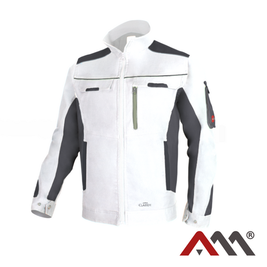 Jacheta Classic Stretch Slim, alb / gri, marimea 52, Artmas ART701061