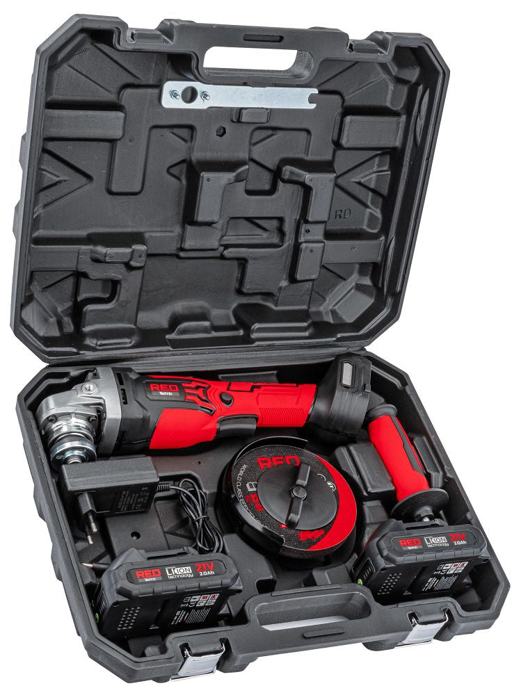 Polizor unghiular cu acumulator, 21 V, 10000 rpm, Red Technic RTSZK0140