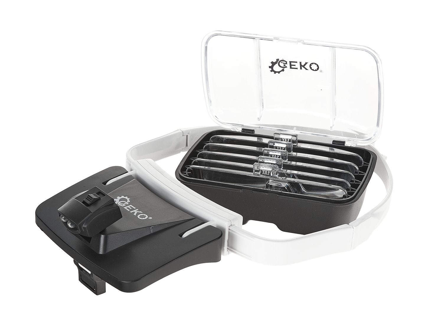 Set lupa de cap cu iluminare LED, 5 seturi lentile, Geko G03219