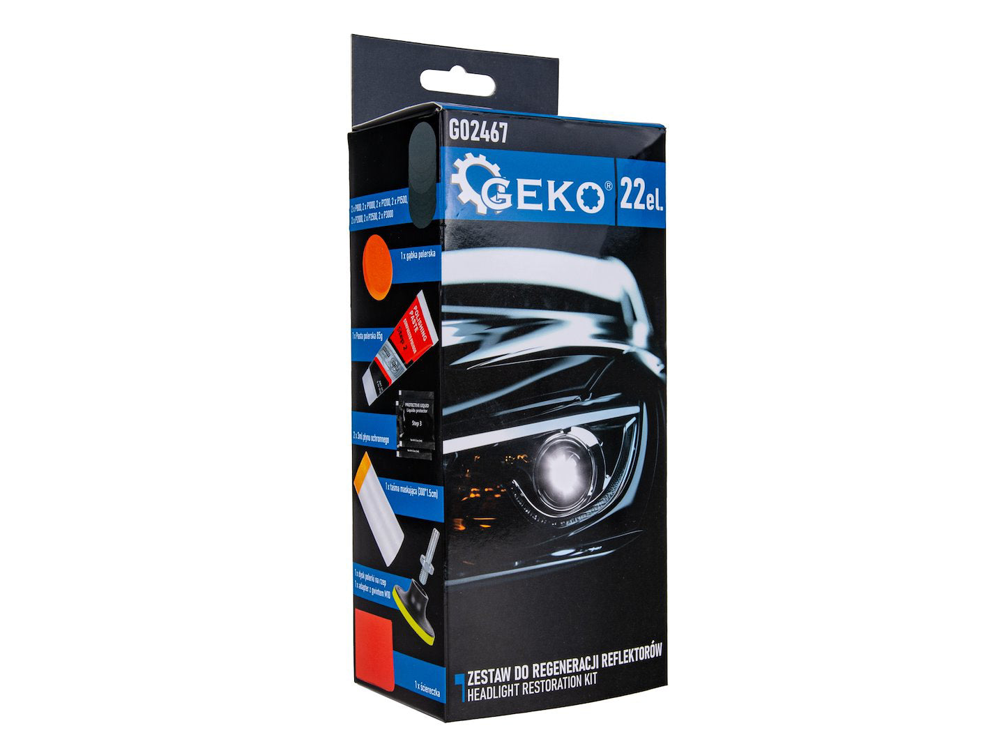 Kit reconditionare faruri, 22 elemente, Geko G02467
