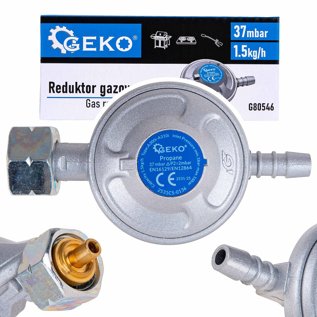 Reductor de gaz propan-butan, 37 mbar, 1.5 kg / h, Geko G80546