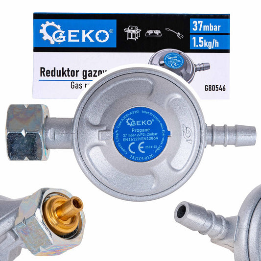 Reductor de gaz propan-butan, 37 mbar, 1.5 kg / h, Geko G80546