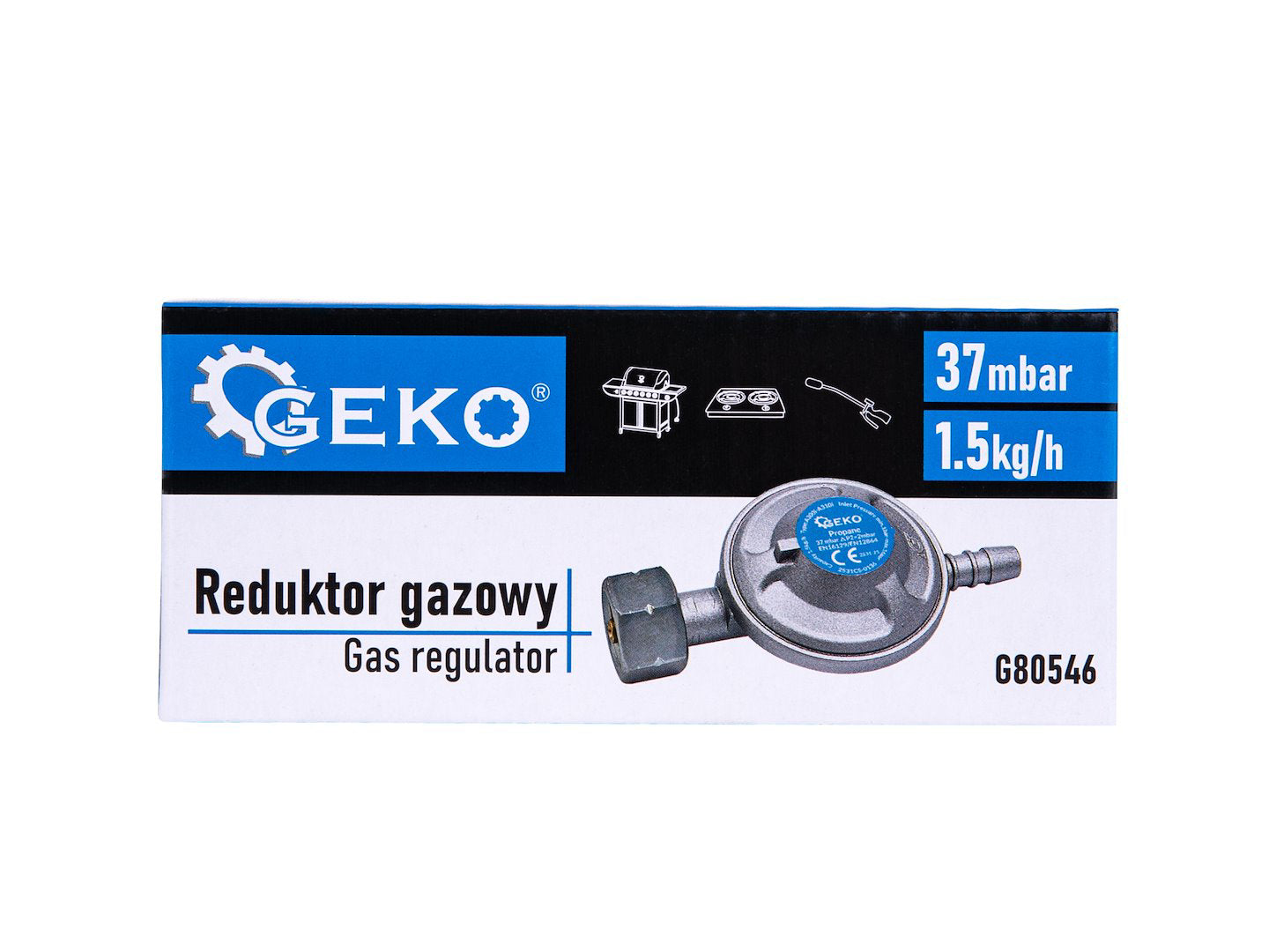 Reductor de gaz propan-butan, 37 mbar, 1.5 kg / h, Geko G80546