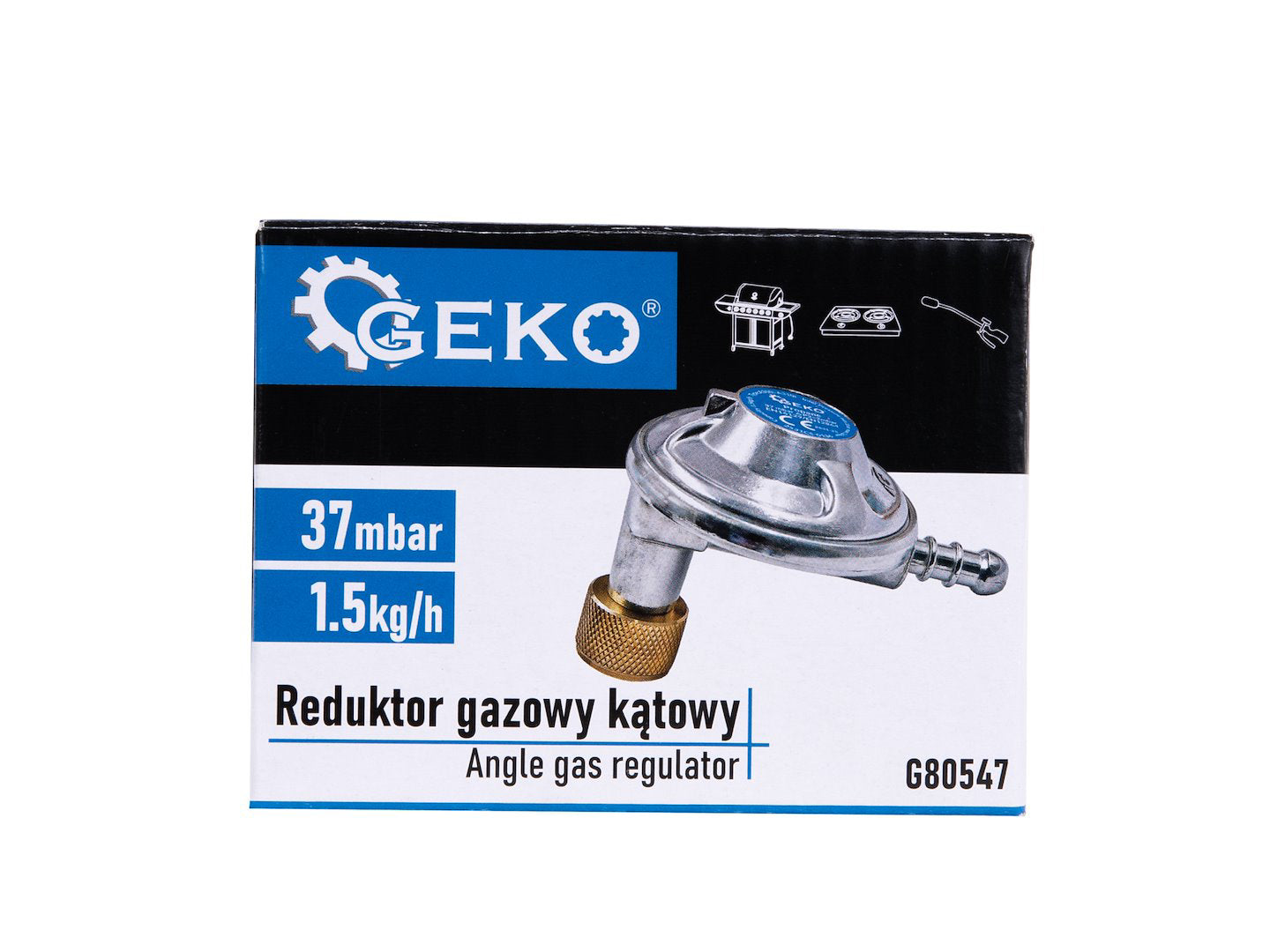 Reductor de gaz unghiular propan-butan, 37 mbar, 1.5 kg / h, Geko G80547