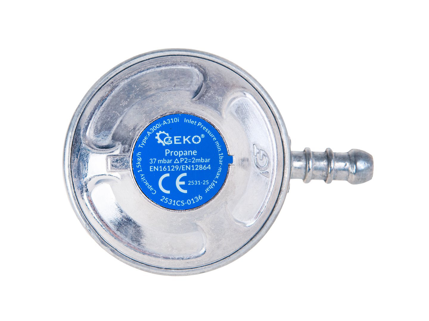 Reductor de gaz unghiular propan-butan, 37 mbar, 1.5 kg / h, Geko G80547