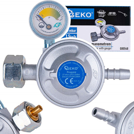 Reductor de gaz propan-butan cu manometru, 37 mbar, 1.5 kg / h, Geko G80548