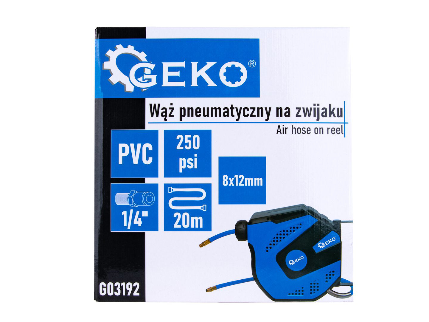 Furtun pneumatic pe tambur, 20 m, 8 x 12 mm, Geko G03192