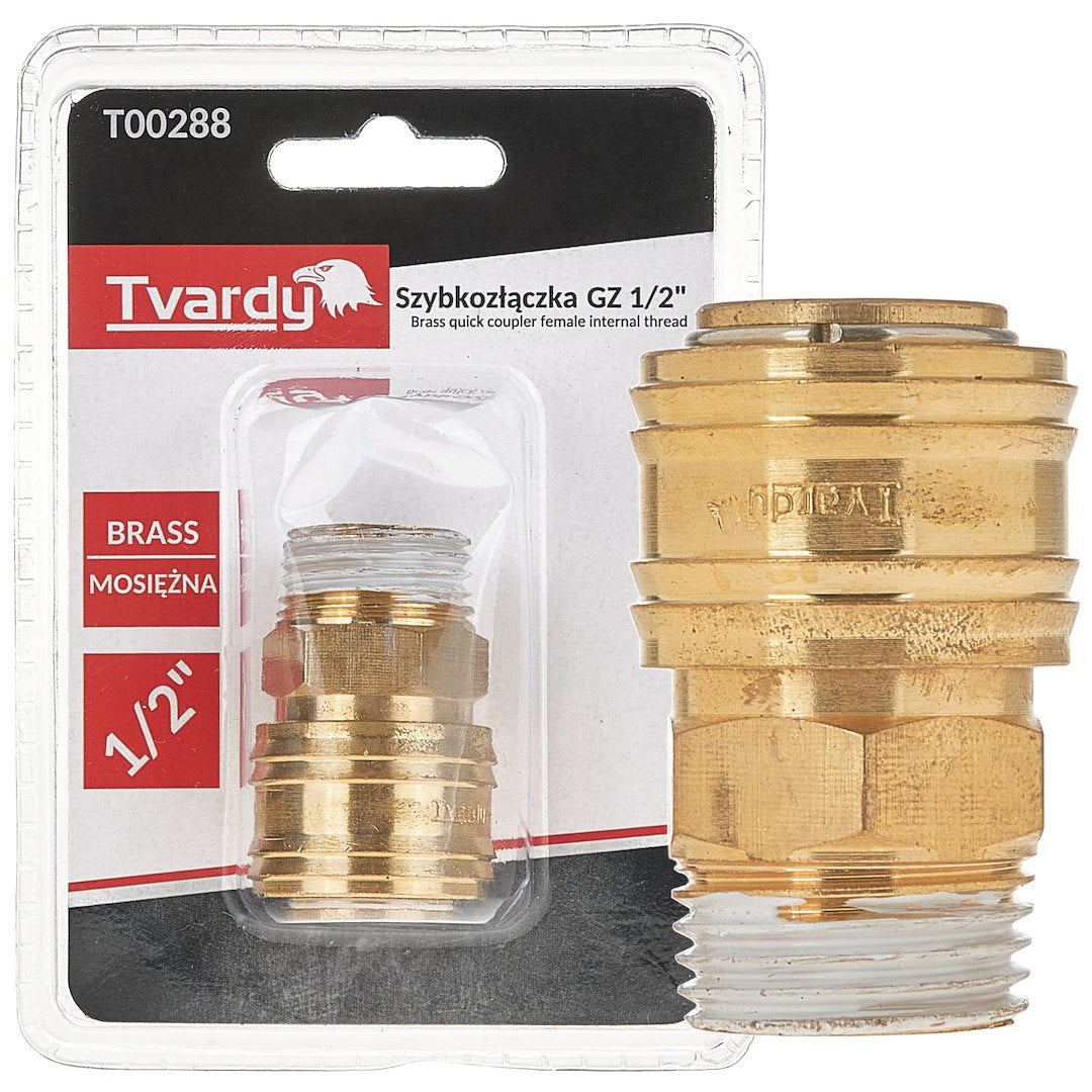 Conector rapid din alama tip mama, filet exterior 1 / 2", Tvardy T00288