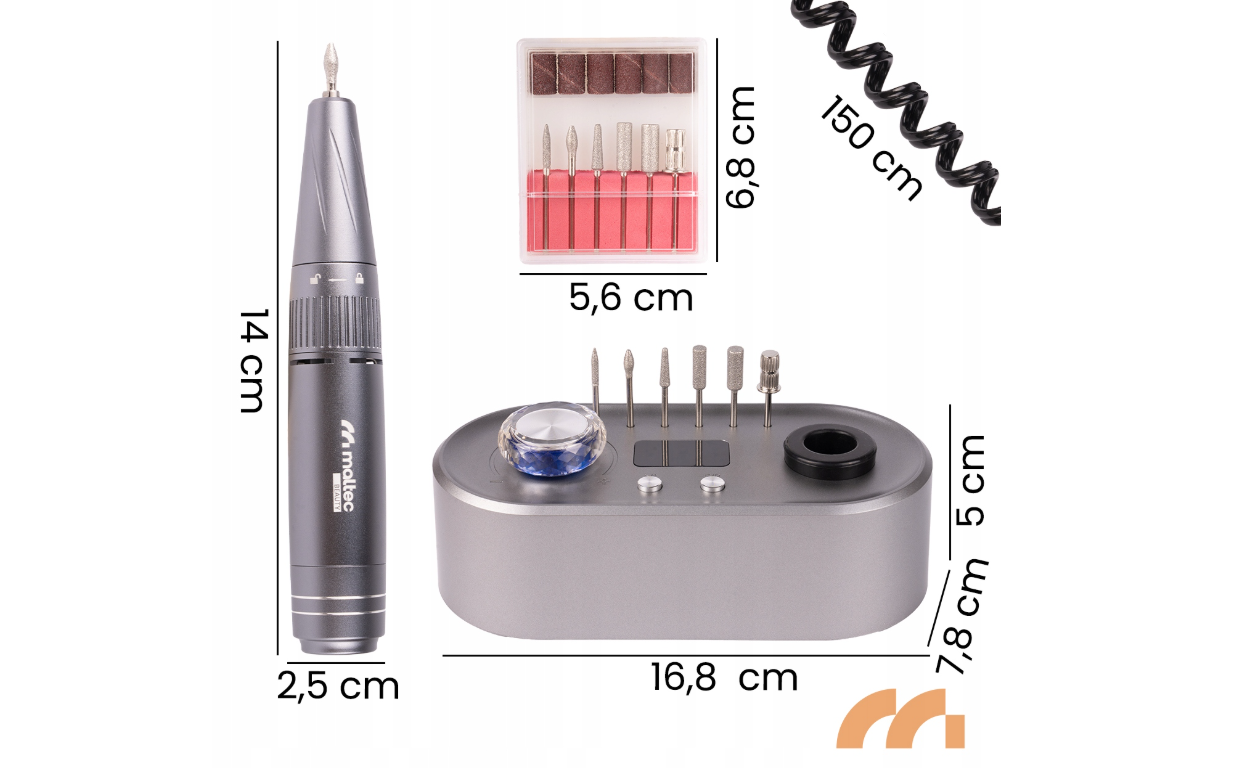Set freza pentru unghii, MalTec 112097
