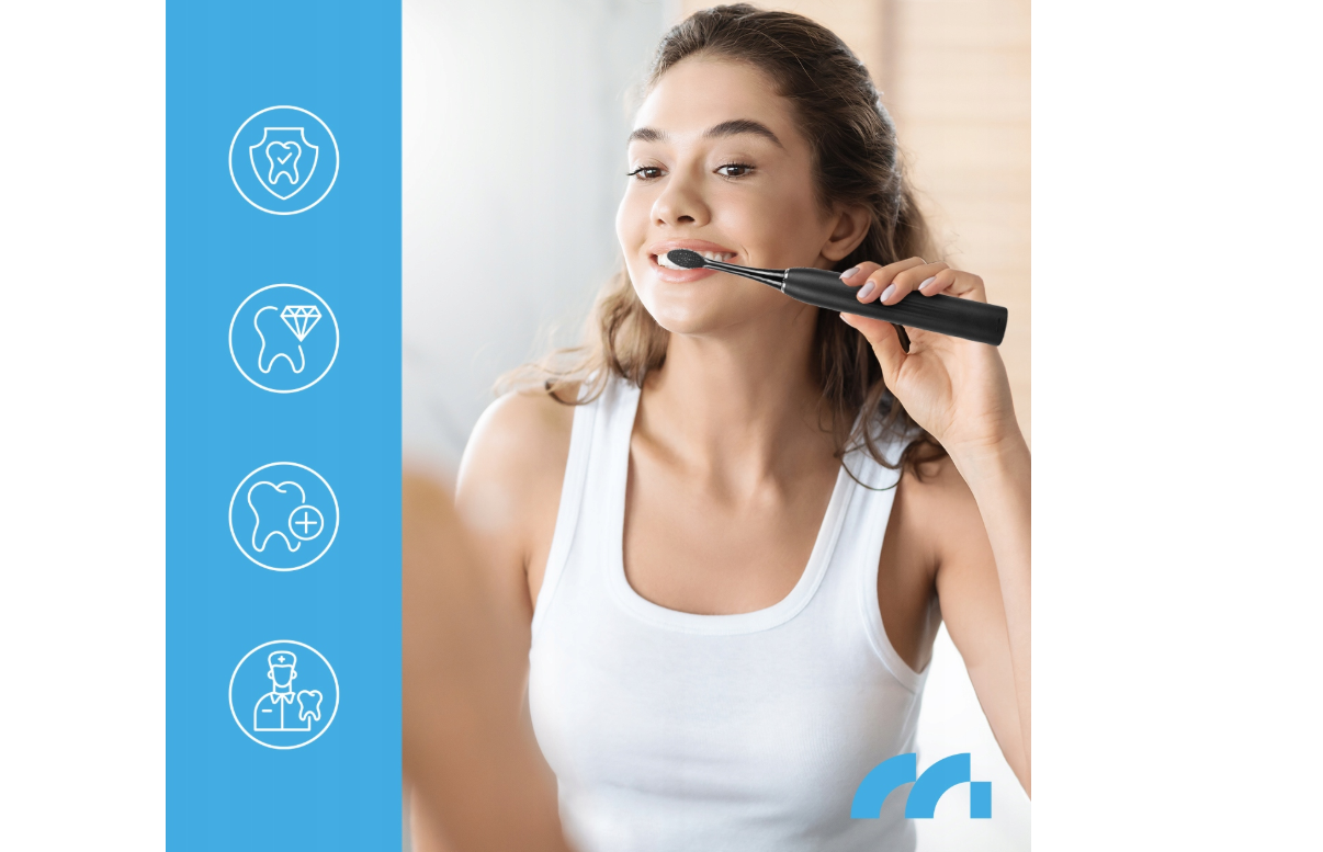 Set periuta de dinti  SONIC PixieDent ONYX, 6 capete rezerva, MalTec 111927