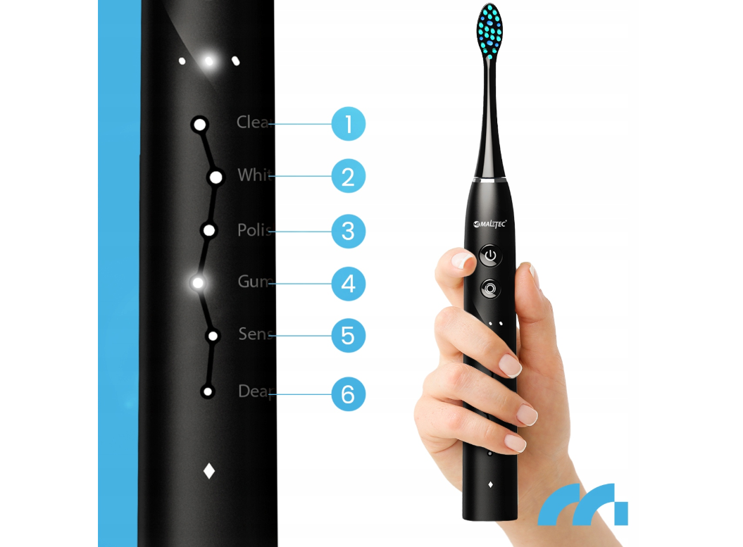 Set periuta de dinti  SONIC PixieDent ONYX, 6 capete rezerva, MalTec 111927