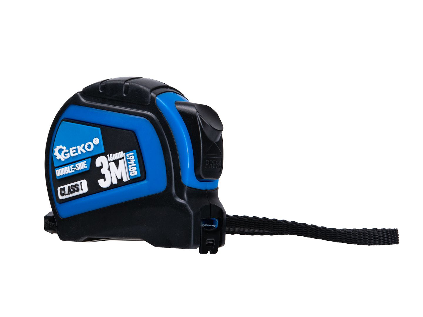 Ruleta cu 2 fete, oprire automata, 3 m x 16 mm, Clasa I, Geko G01461