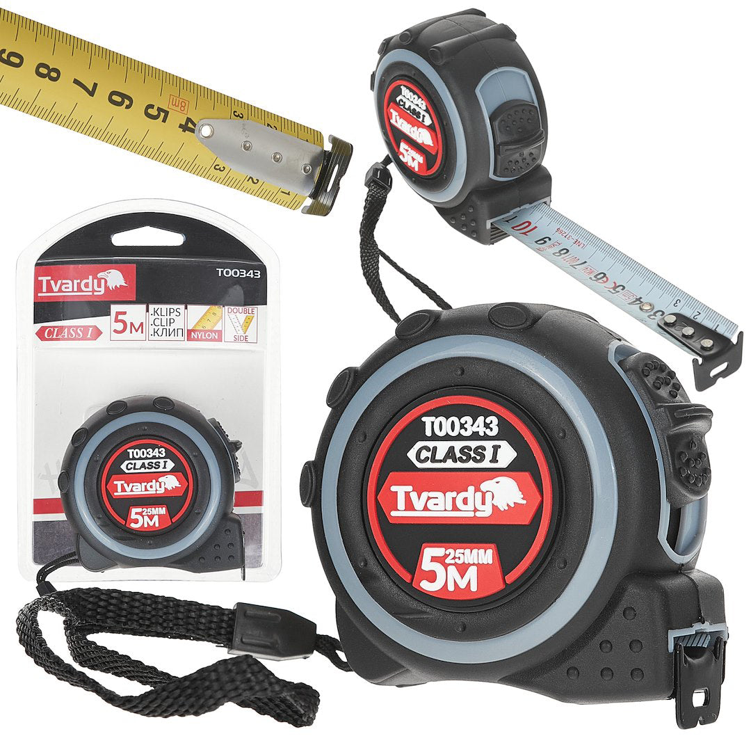 Ruleta cu 2 fete, 5 m x 25 mm, Tvardy T00343