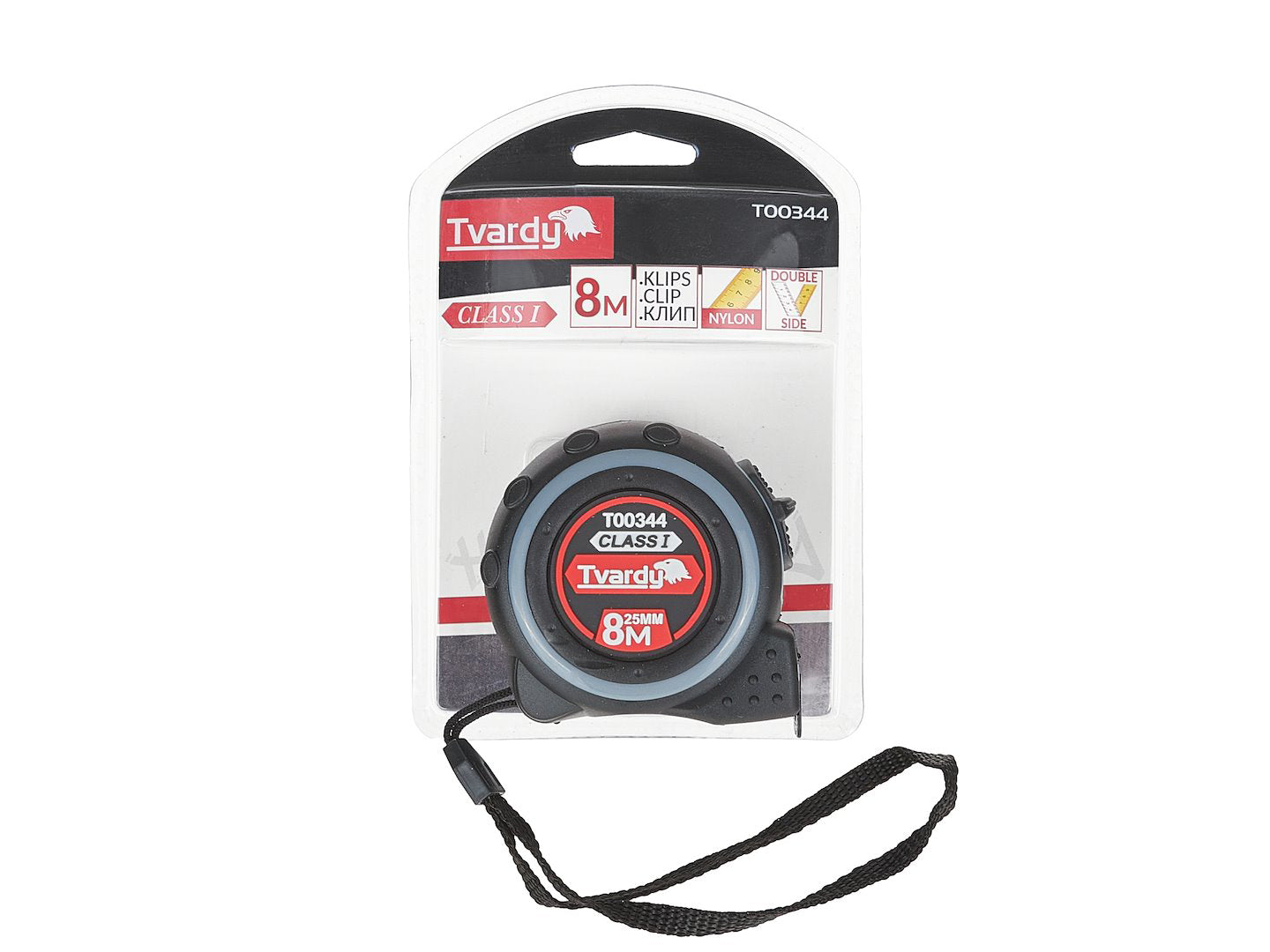 Ruleta cu 2 fete, 8 m x 25 mm, clasa I, Tvardy T00344