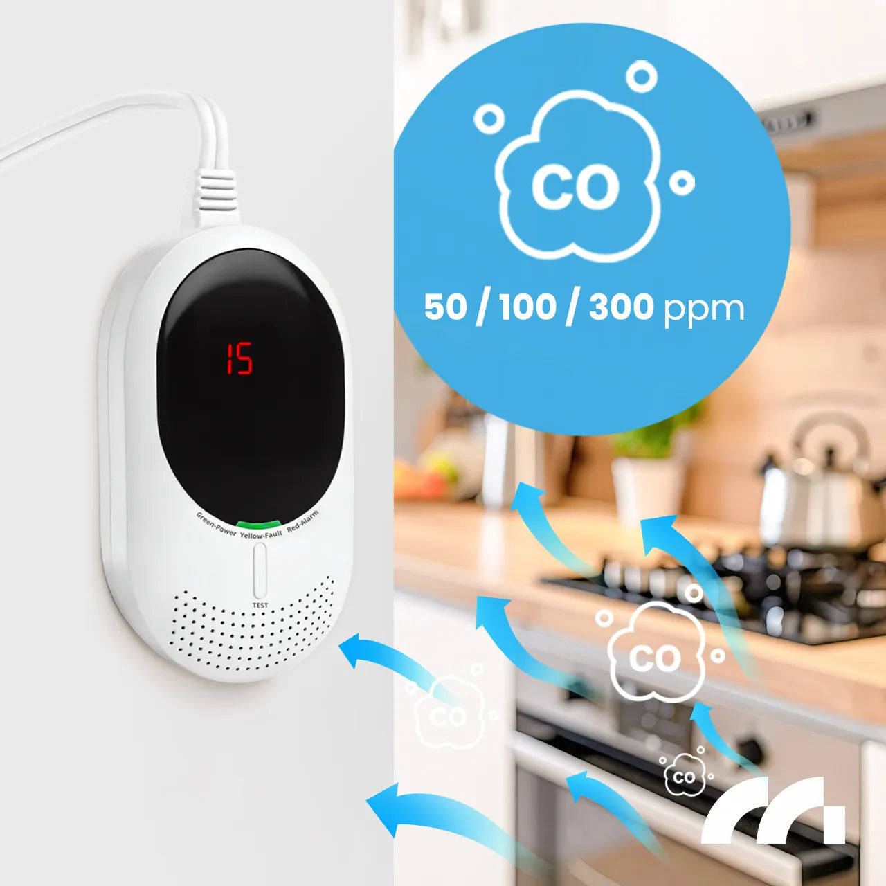 Detector 2 in 1 pentru CO2 si GPL SafeSensor5000, afisaj LCD, MalTec 113563