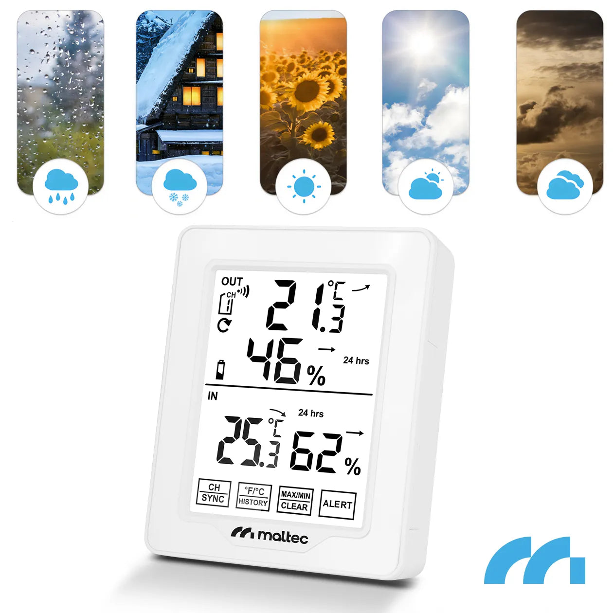 Statie meteo wireless cu termometru si hidrometru Daily600M, raza de actiune a senzorului 100 m, MalTec 112828