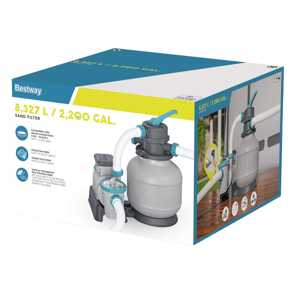 Kit filtrare piscina cu nisip cuartos + nisip 25kg, 8327 l / h, Bestway 21120