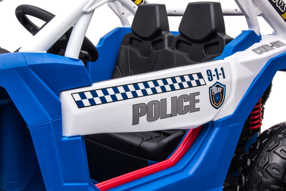 Masina electrica Buggy UTV Police Blue 4 x 4 cu acumulator, albastru, Lean 9816